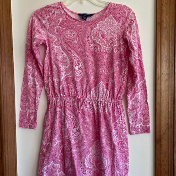RALPH LAUREN Girls Pink Paisley Long Sleeve Dress Elastic Waist L 12-14 - Picture 2 of 16